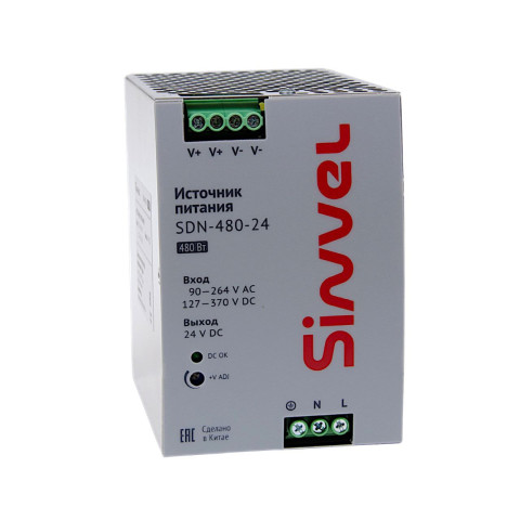 SDN-480-24: Блок питания SDN 480 Вт, питание 90-264В AC, 127-370В DC; выход 24В DC, металлический корпус SDN-480-24: Блок питания SDN 480 Вт, питание 90-264В AC, 127-370В DC; выход 24В DC, металлический корпус