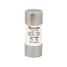 SV2258-100: Плавкая вставка 100 А, gG, 22х58 мм, 500 В АС/ 250 B DC SV2258-100: Плавкая вставка 100 А, gG, 22х58 мм, 500 В АС/ 250 B DC
