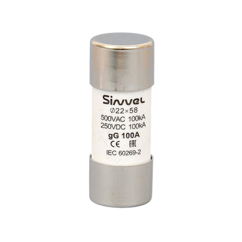 SV2258-100: Плавкая вставка 100 А, gG, 22х58 мм, 500 В АС/ 250 B DC SV2258-100: Плавкая вставка 100 А, gG, 22х58 мм, 500 В АС/ 250 B DC