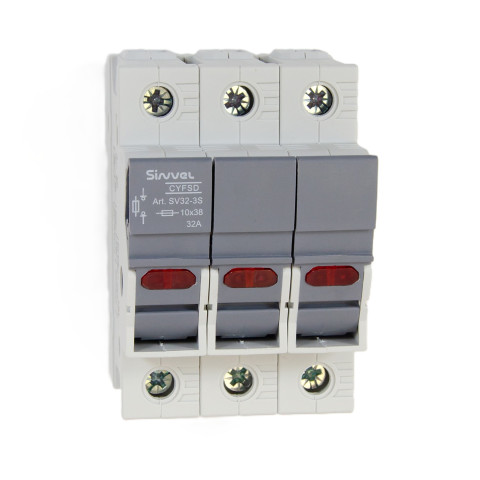 SV32-3S: Модульный ПВР, 32 А, 3Р, для 10х38мм, LED, 690 B AC/ 250 B DC