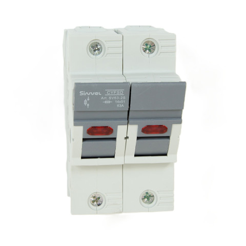 SV63-2S: Модульный ПВР, 63 А, 2Р, для 14х51мм, LED, 690 B AC/ 250 B DC