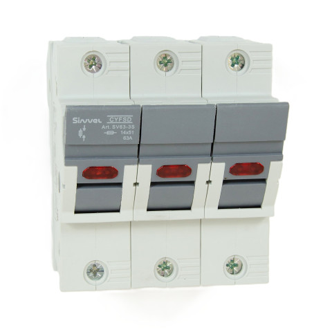 SV63-3S: Модульный ПВР, 63 А, 3Р, для 14х51мм, LED, 690 B AC/ 250 B DC