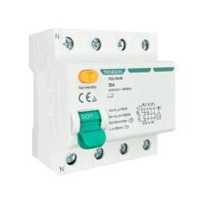 УЗО TGL1N-80, 4P, 25A, 6kA, 30mA, тип AC, 4M